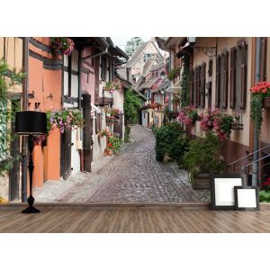 Straße mit Blumen Fototapete
