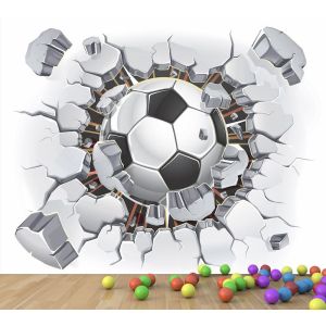 Fußball fliegt durch die Wand Fototapete