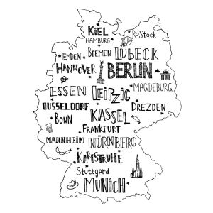 Typografie Deutschlandkarte Fototapete