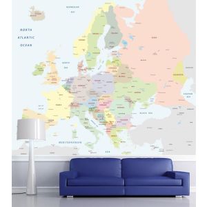 Karte der Länder Europas Fototapete