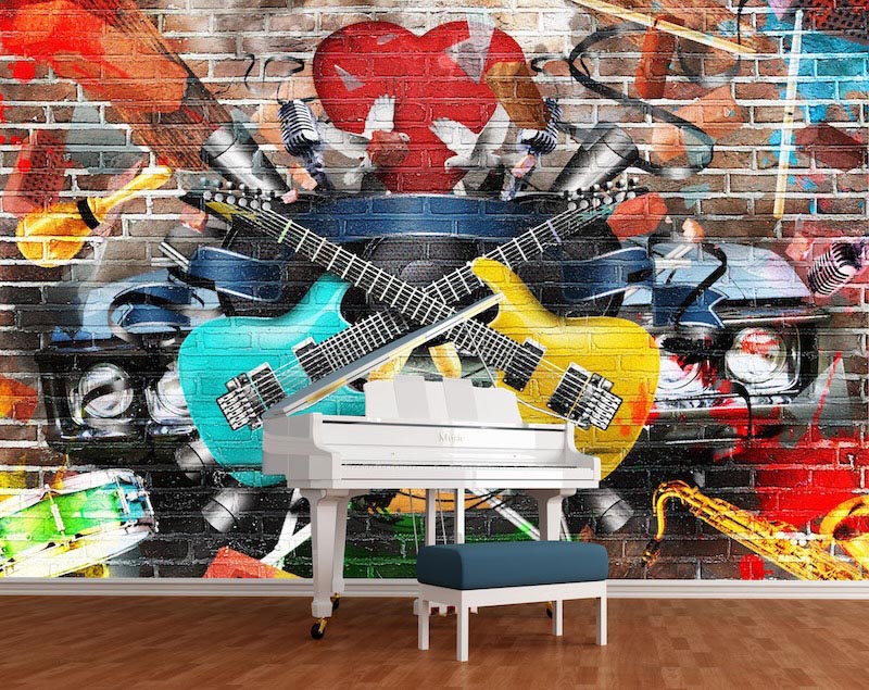 Music und Graffiti Tapete | 3DFototapete - 2