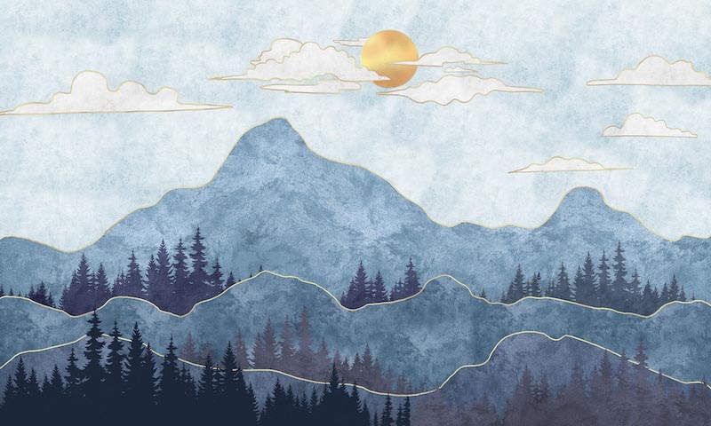 Künstlerische Berglandschaft Tapete | 3DFototapete