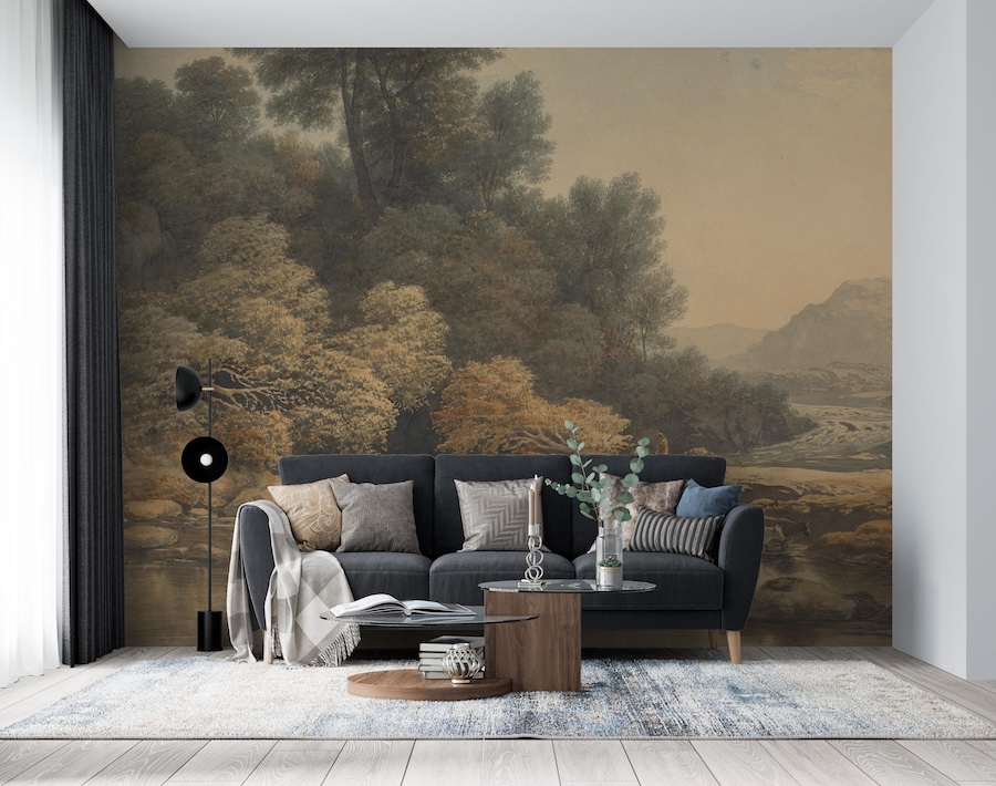 Vintage Waldtal Landschaft Tapete - 2