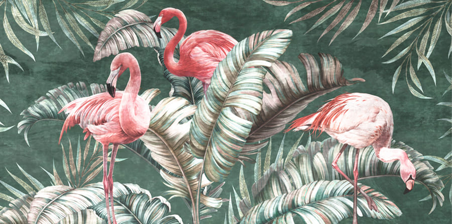 Flamingo-Kunst Tapete | 3DFototapete