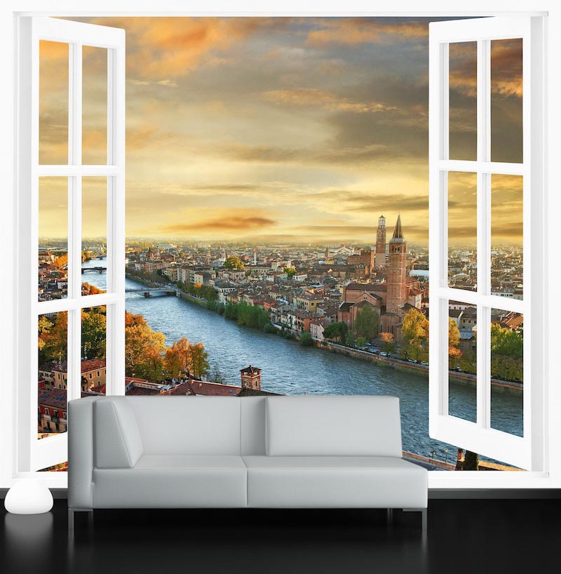 Sicht auf Verona aus Fenster Tapete | 3DFototapete