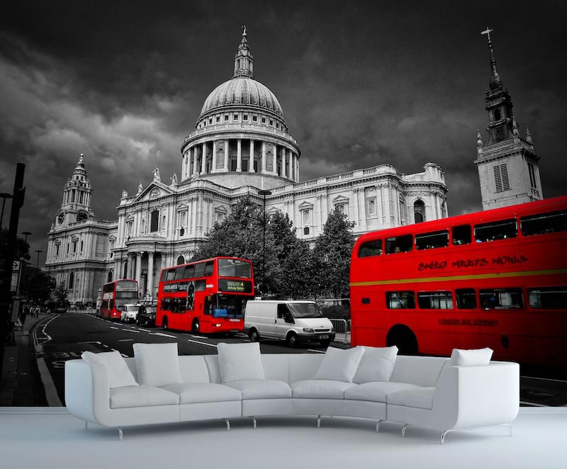 Rote Busse in London Tapete | 3DFototapete - 2