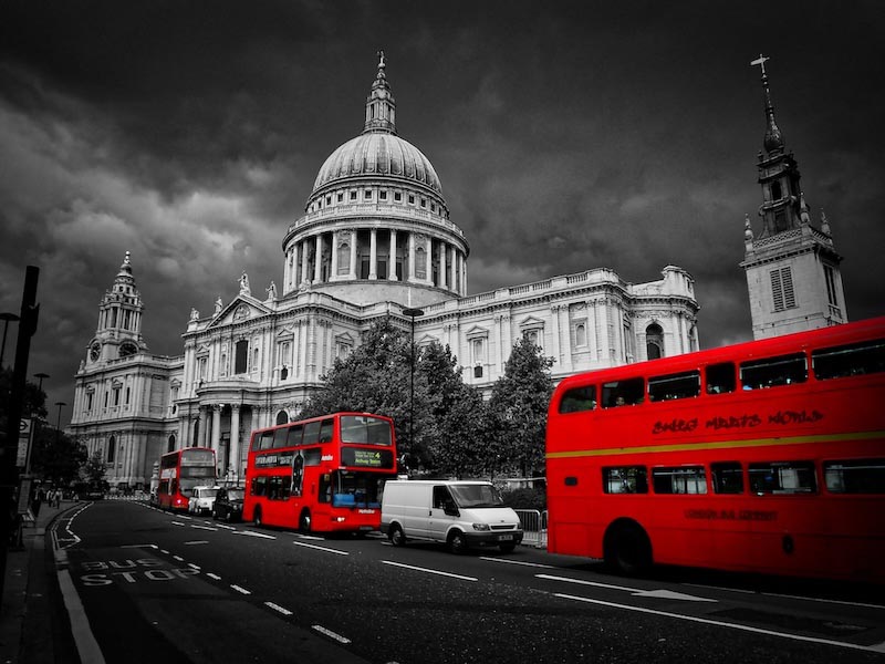 Rote Busse in London Tapete | 3DFototapete