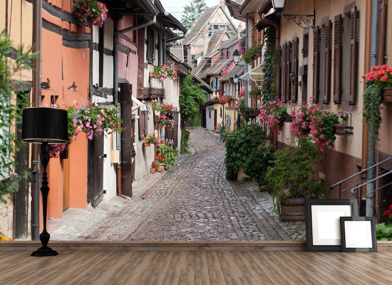 Straße mit Blumen Tapete | 3DFototapete - 2