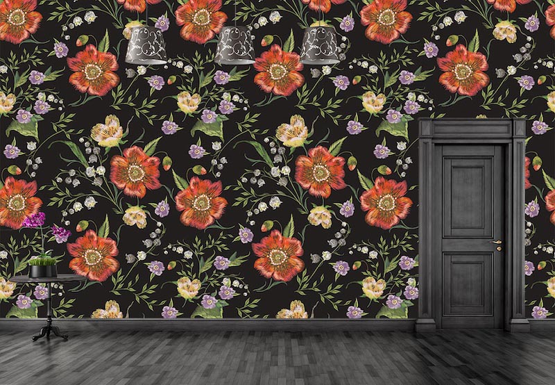 Special flowers - 3D wallpaper for wall applied