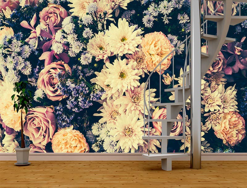 Nostalgische Blumen Tapete | 3DFototapete - 2