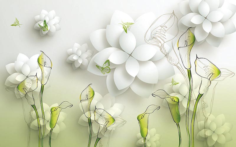 Florale Wohnzimmerdekoration Tapete | 3DFototapete