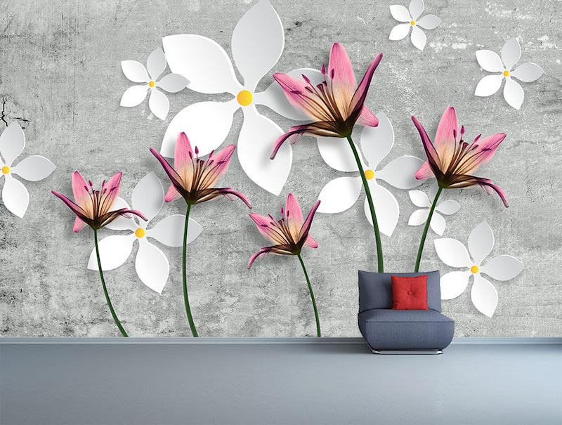 Betonblumen Tapete | 3DFototapete - 2