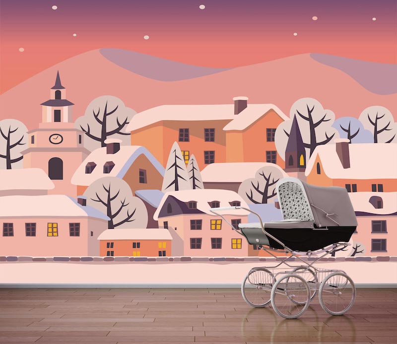 Nice neighborhood - Photo wallpaper decor applied