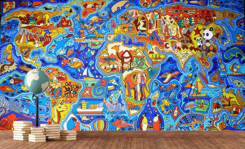 Graffiti Weltkarte Tapete | 3DFototapete - 2