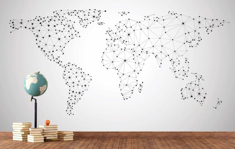 Globales Netzwerk Weltkarte Tapete | 3DFototapete - 2