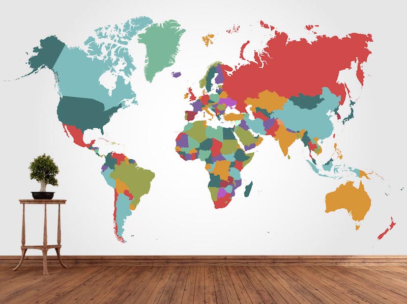 The world of colored pieces - Photo wallpaper decor applied