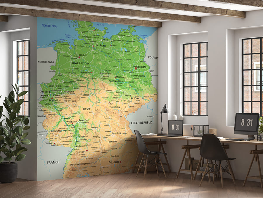 Deutschland Physische Karte Tapete | 3DFototapete - 2