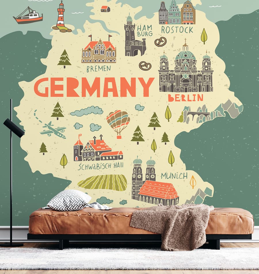 Touristische Deutschlandkarte Tapete | 3DFototapete - 2