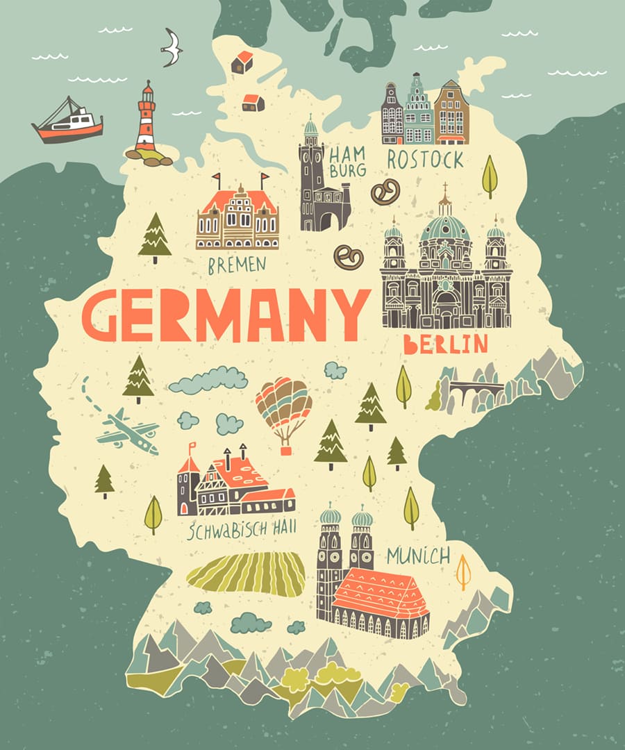 Touristische Deutschlandkarte Tapete | 3DFototapete