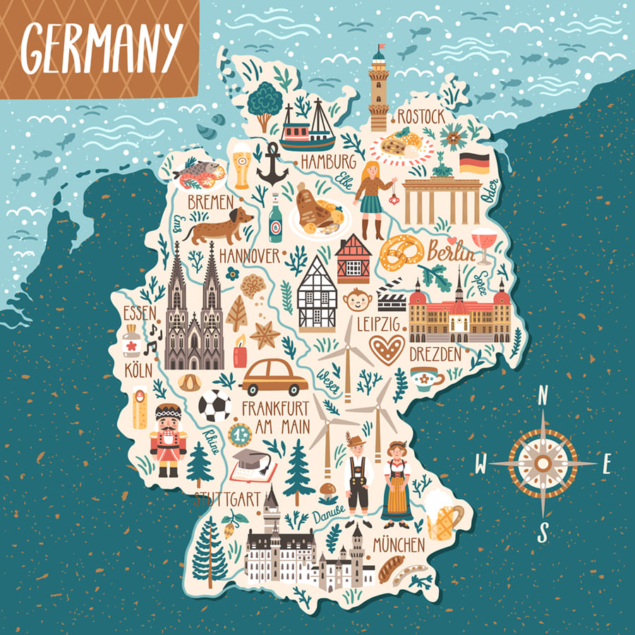 Karte Von Deutschland Ikonen Tapete | 3DFototapete