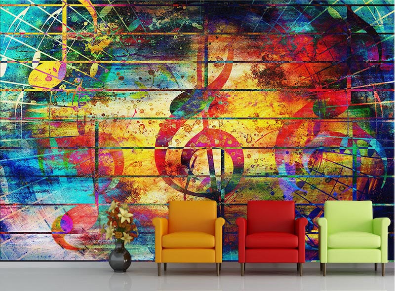 Bunt Musikalisch Tapete | 3DFototapete - 2