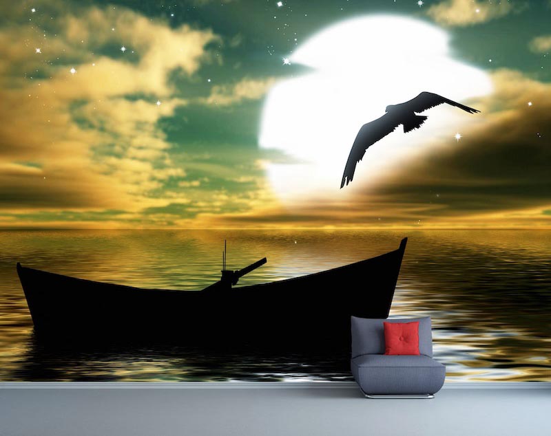 See und Mondlicht Tapete | 3DFototapete - 2