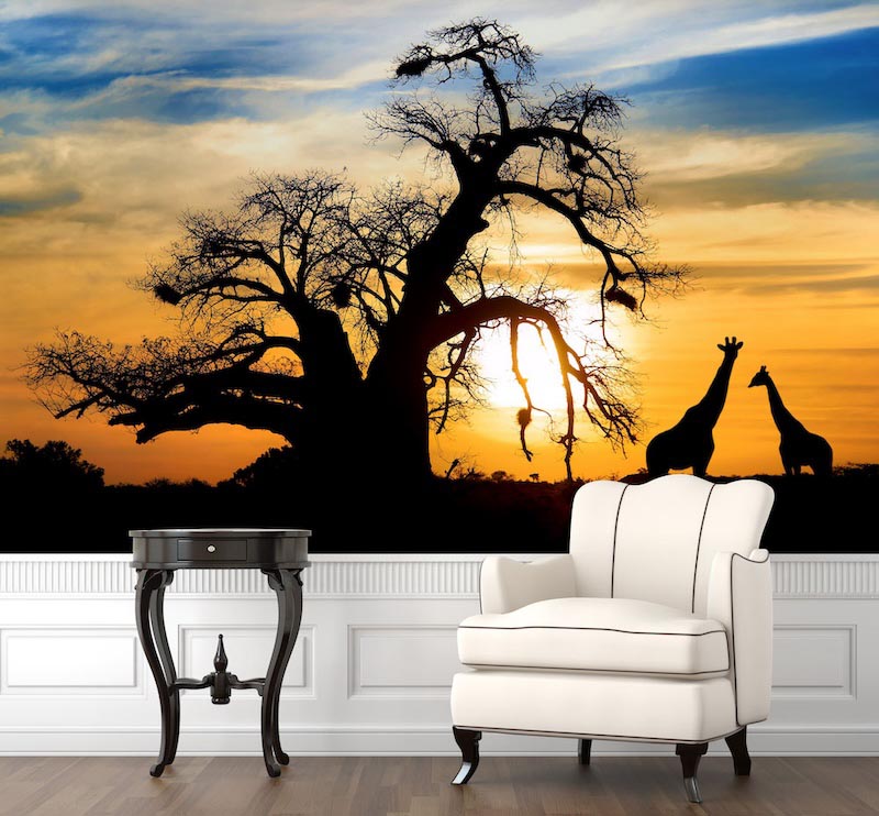 Sunset safari - 3D wallpaper decoration applied