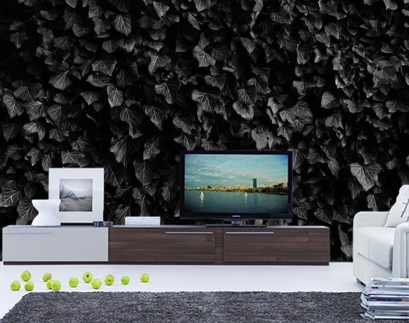 Schwarze Blätter Tapete | 3DFototapete - 2