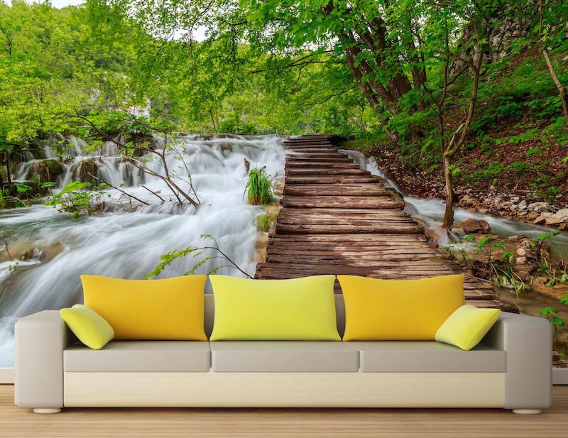 Wasserfall Brücke Tapete | 3DFototapete - 2
