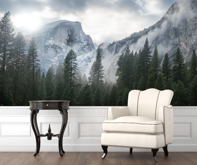 Wald und Schnee in Yosemite Park Tapete | 3DFototapete - 2
