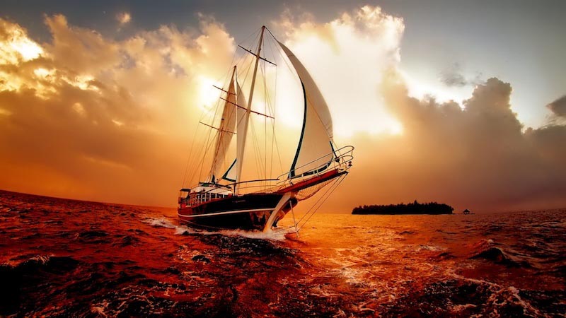 Sonnenuntergang vom Boot aus Tapete | 3DFototapete