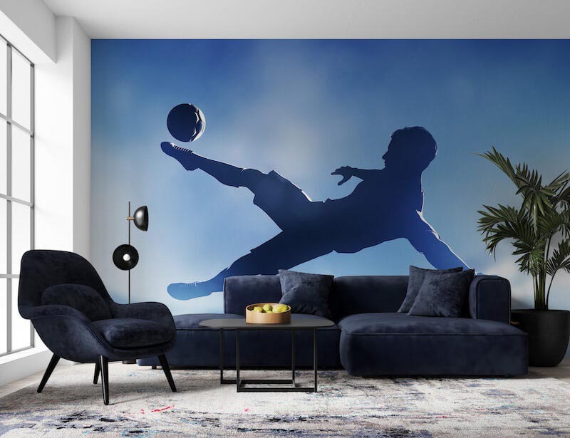 Fußballspieler beim Torschuss Tapete | 3DFototapete - 2