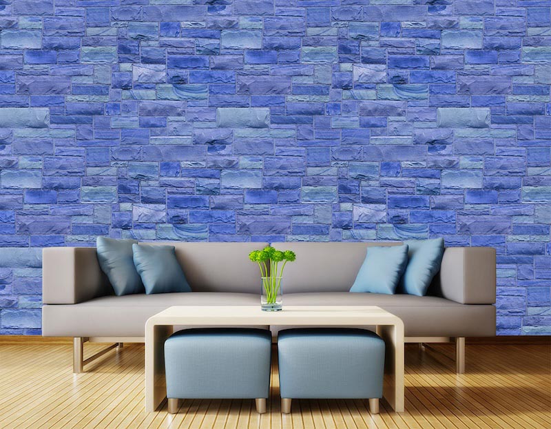 Blaue Steinwand Tapete | 3DFototapete - 2