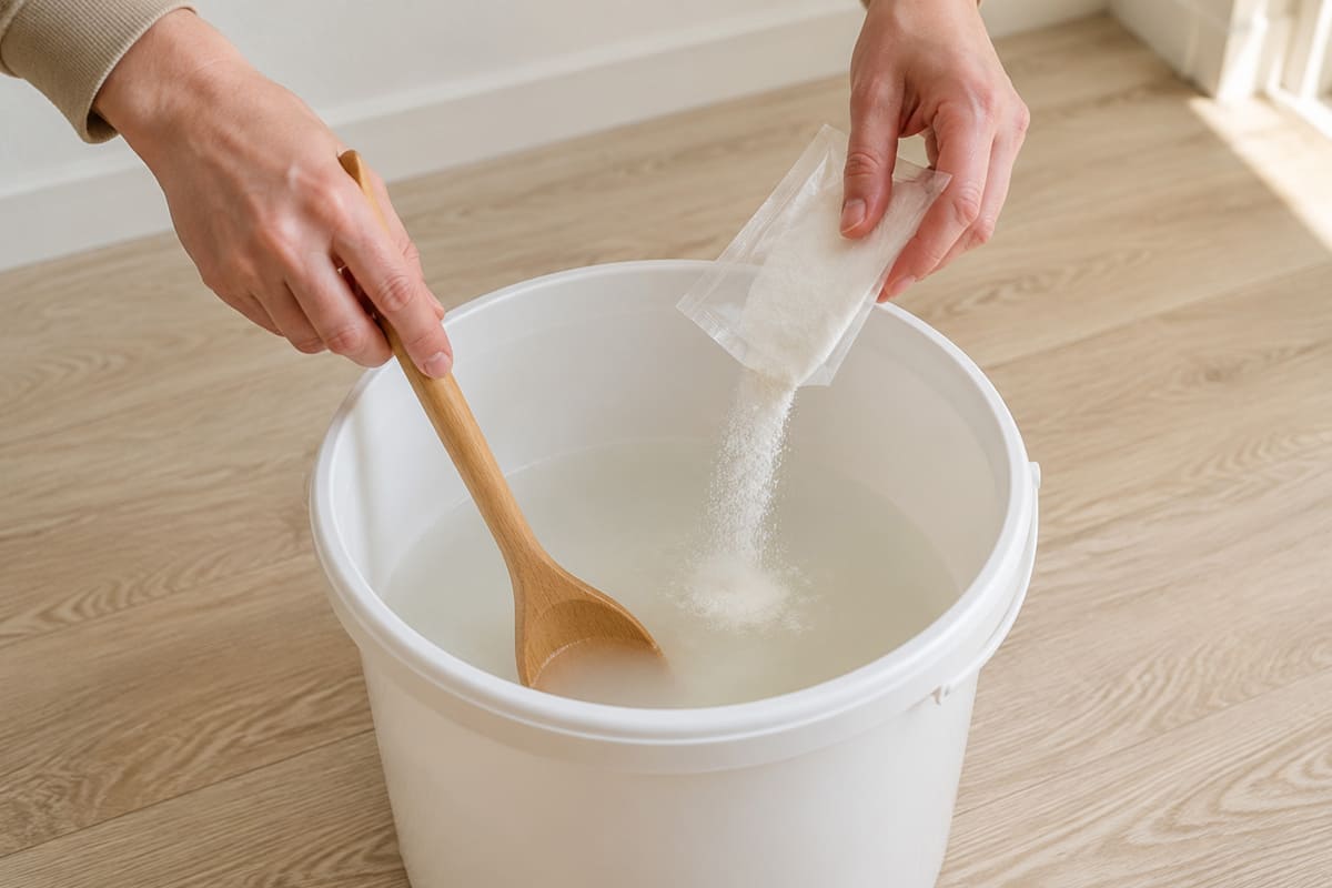 Mitgelieferten Tapetenkleister mit Wasser anrühren
